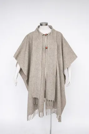 1970s Poncho Wool Fringe Boho Hippie Cape