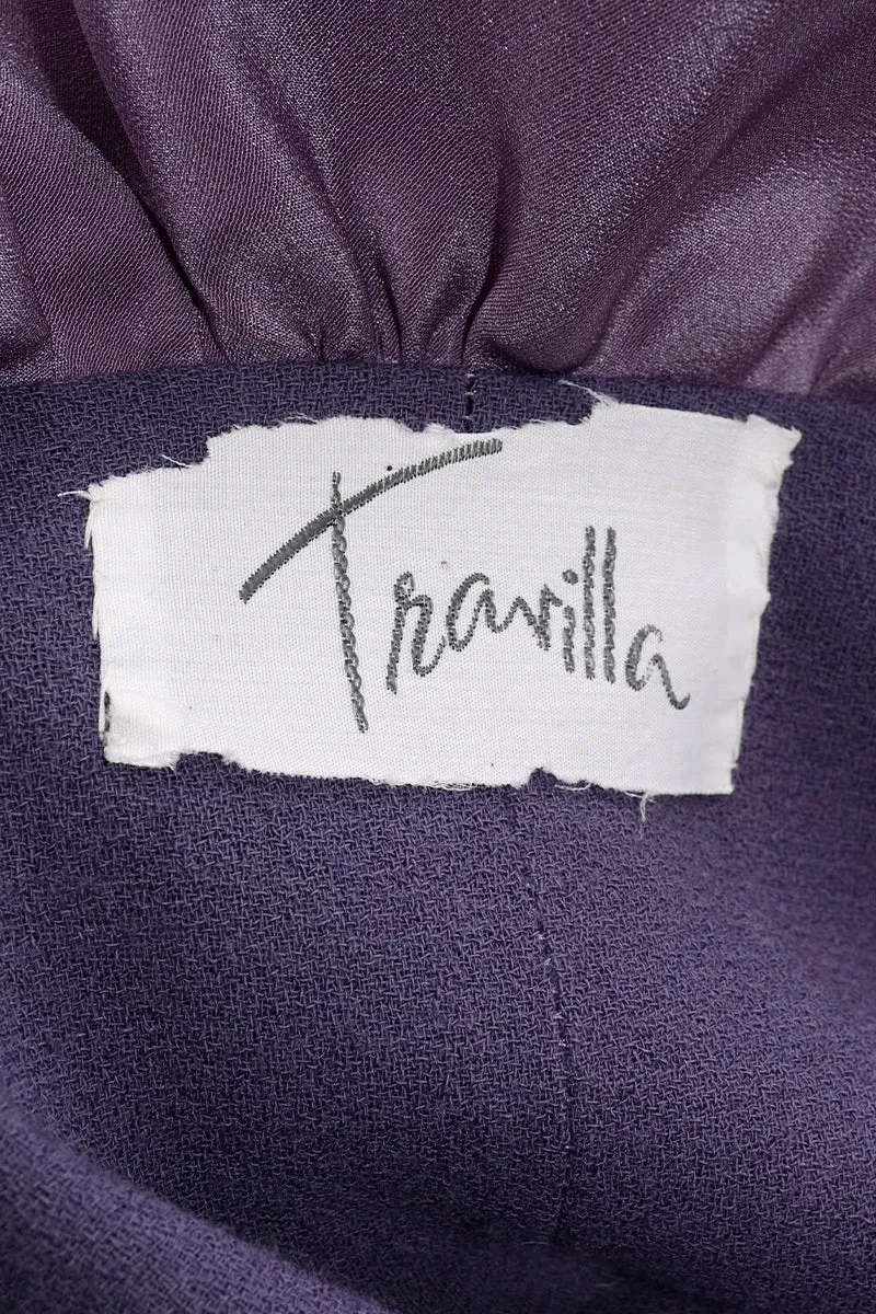 1970's Travilla Purple Vintage Cape w/ Ruffle Hem