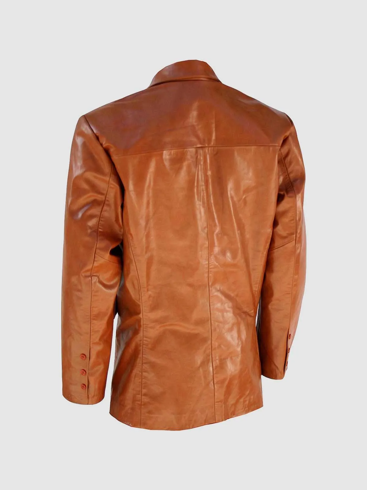 2 Button Tan Leather Coat