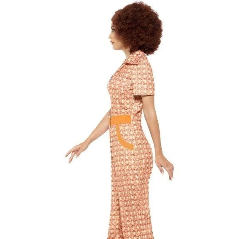 70s Authentic Chic Costume Adult Orange Disco Jumpsuit