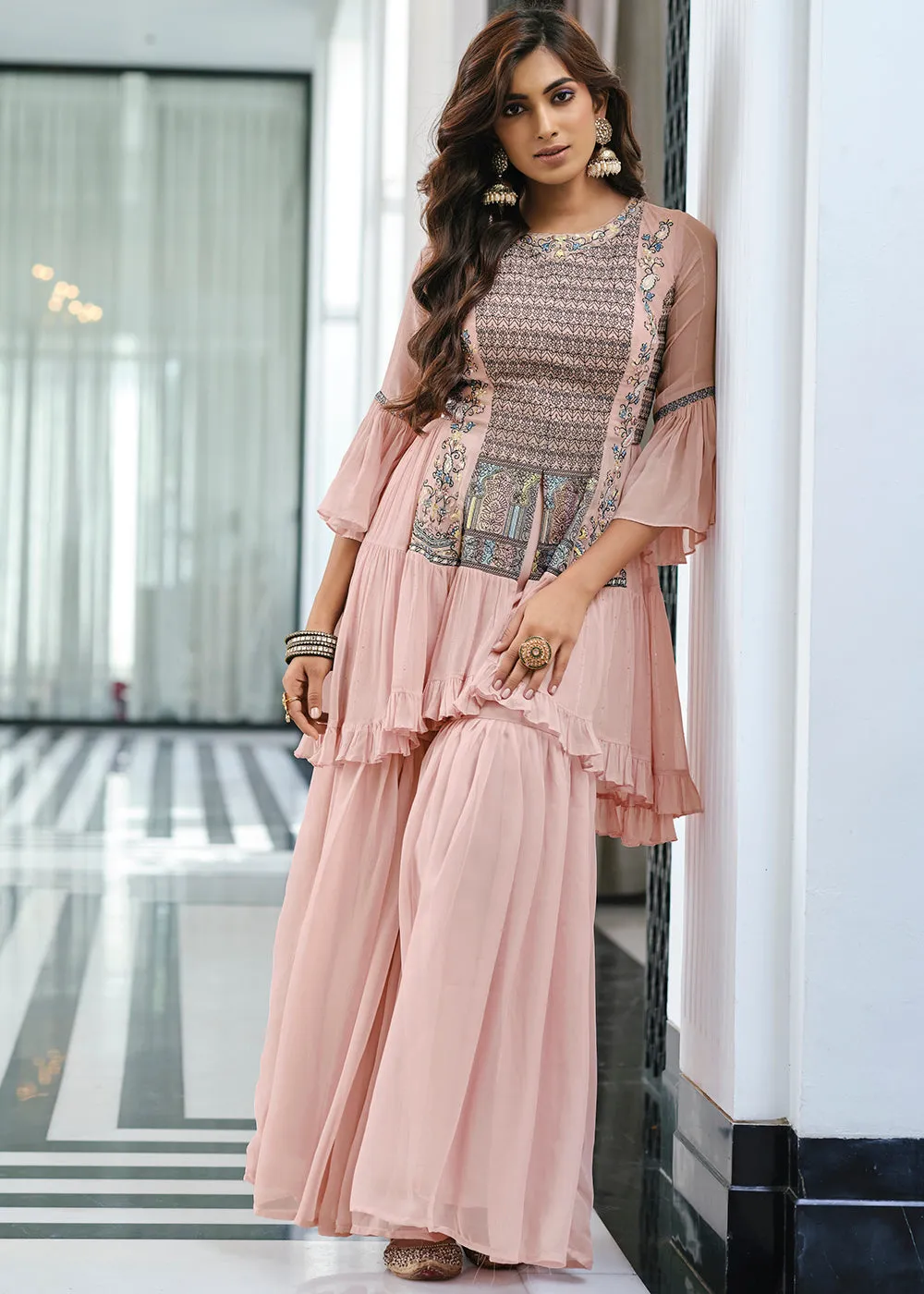 Admirable Mauve Pink Party Festive Palazzo Salwar Suit