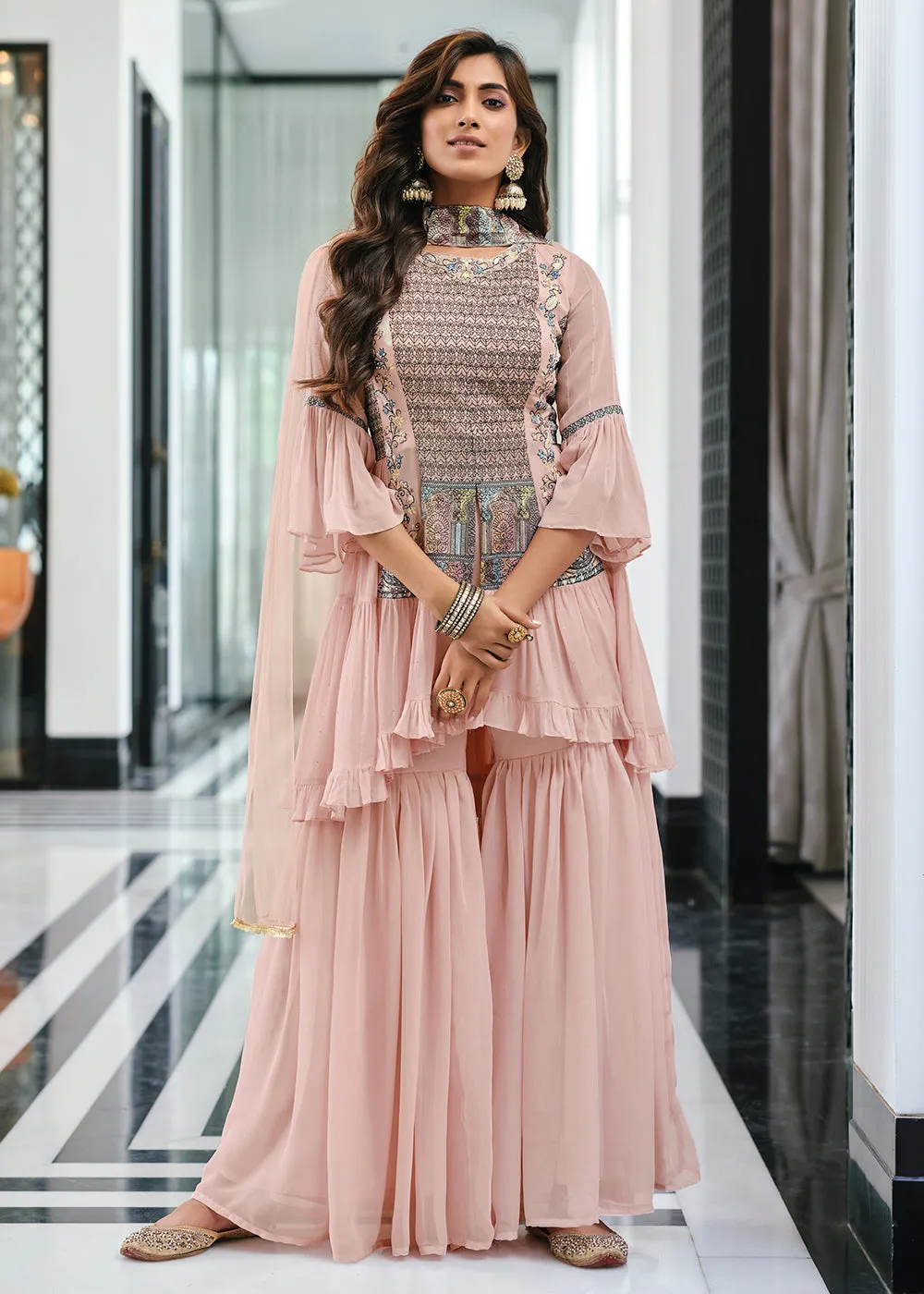 Admirable Mauve Pink Party Festive Palazzo Salwar Suit