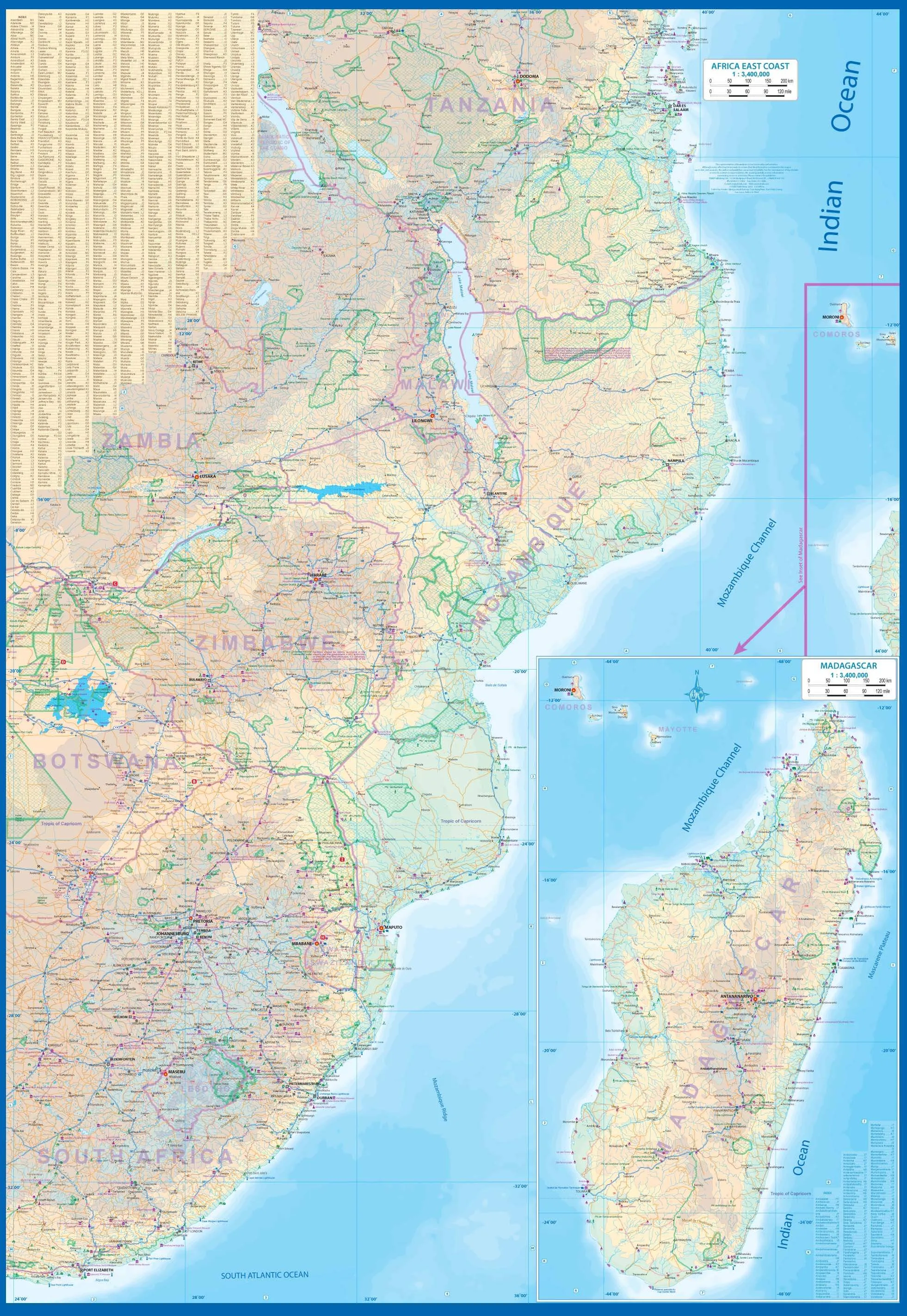 Africa East Coast Road Map by ITMB (2022)