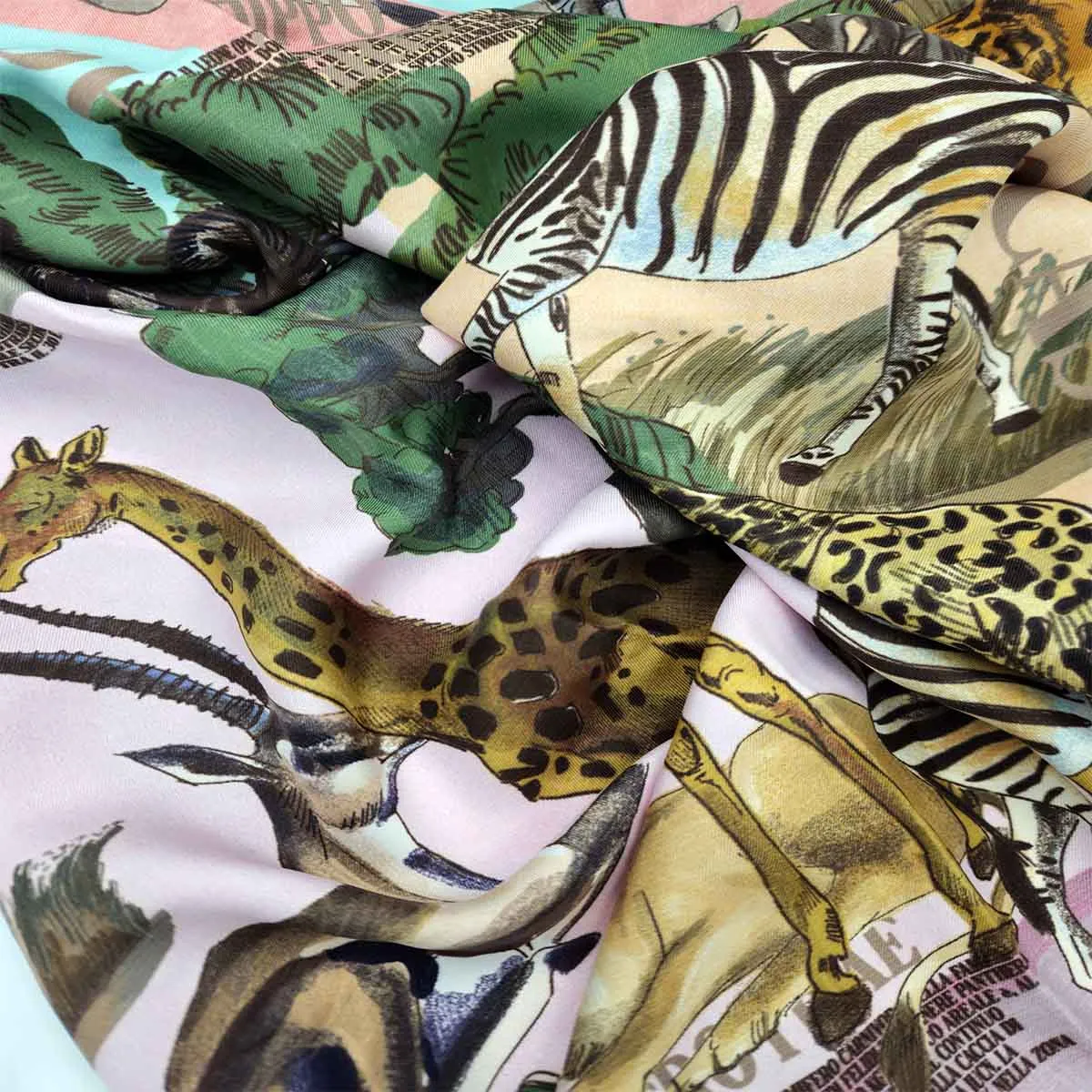 African Savannah multicolor silk scarf