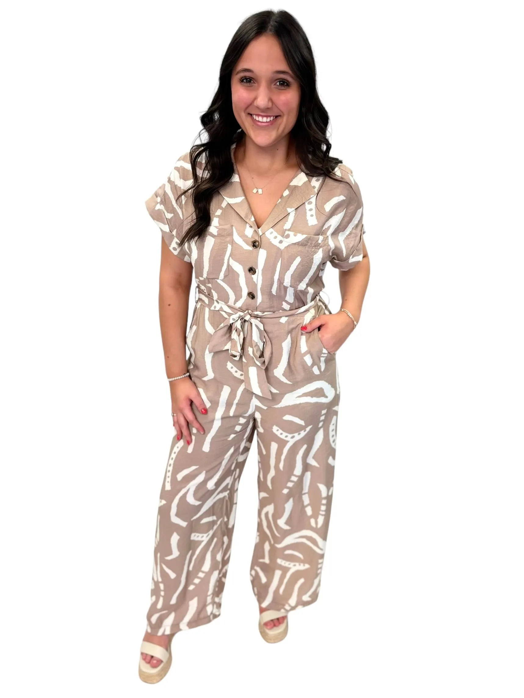 All About Me Abstract Print Jumpsuit