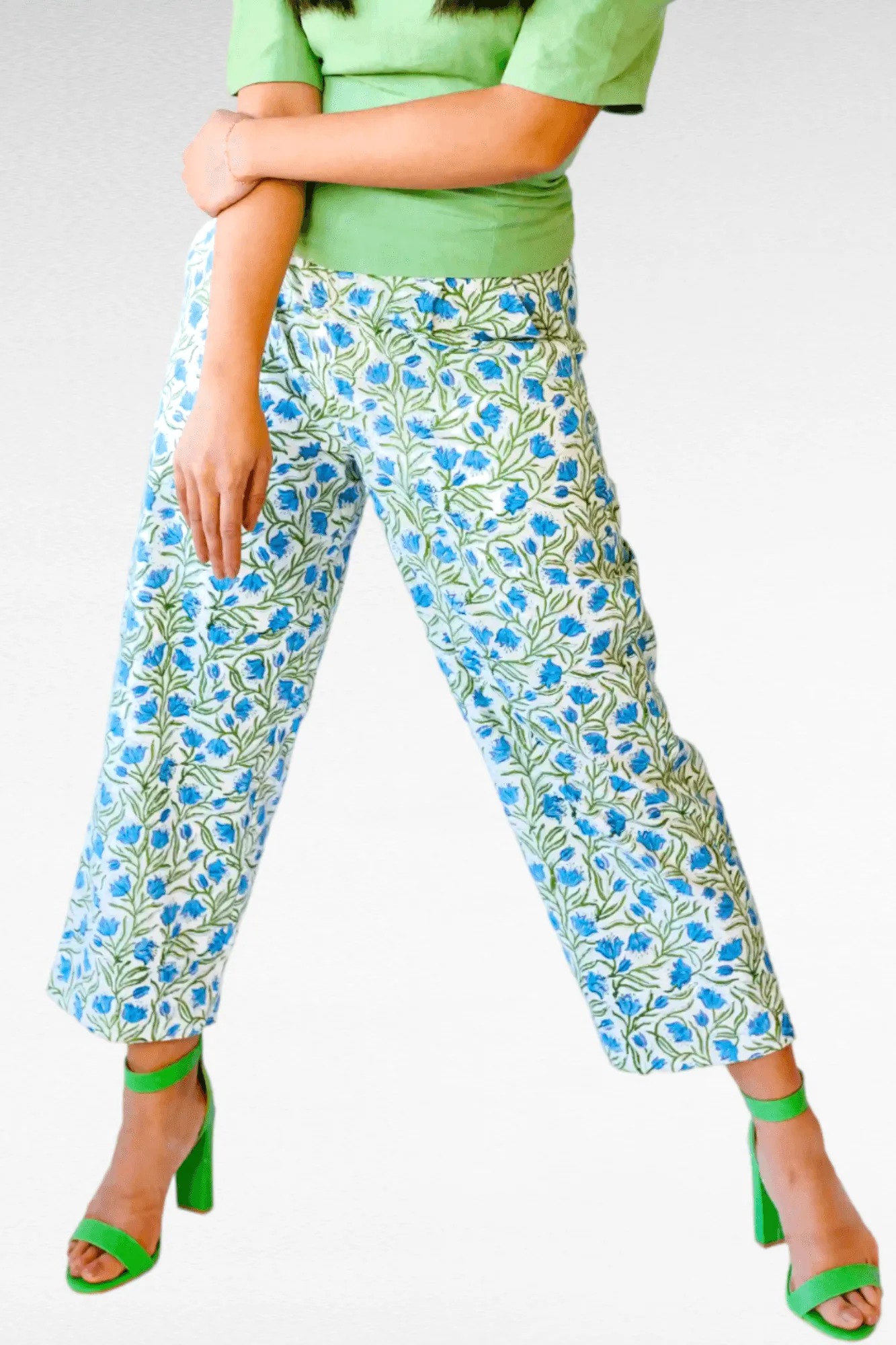 AMANI Cotton block print trousers