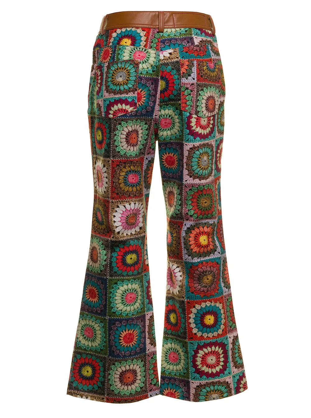 Andersson Bell Irene Crochet Color-Block Flared Pants