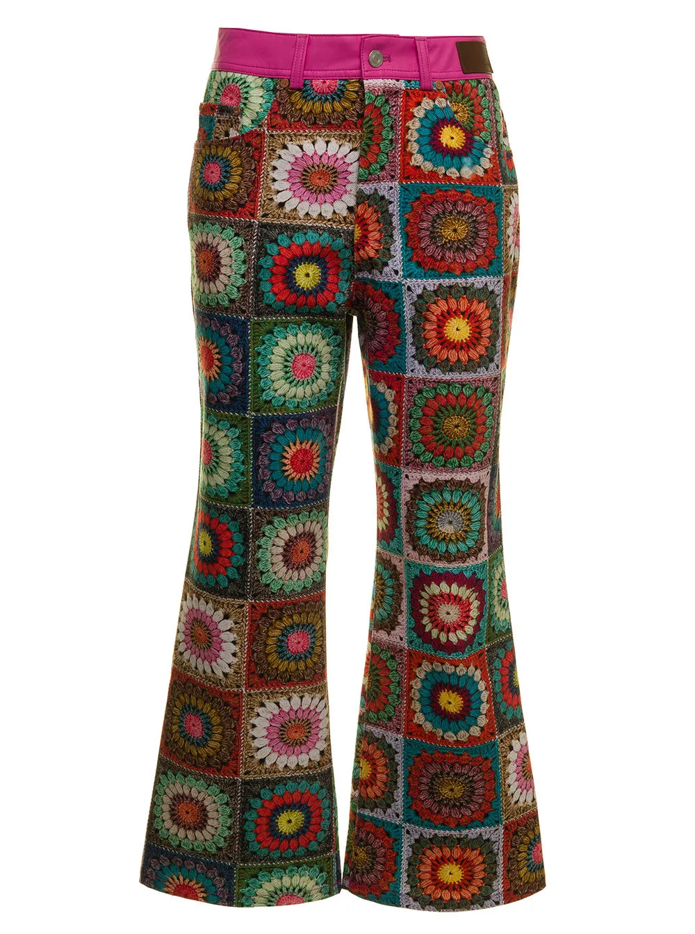 Andersson Bell Irene Crochet Color-Block Flared Pants