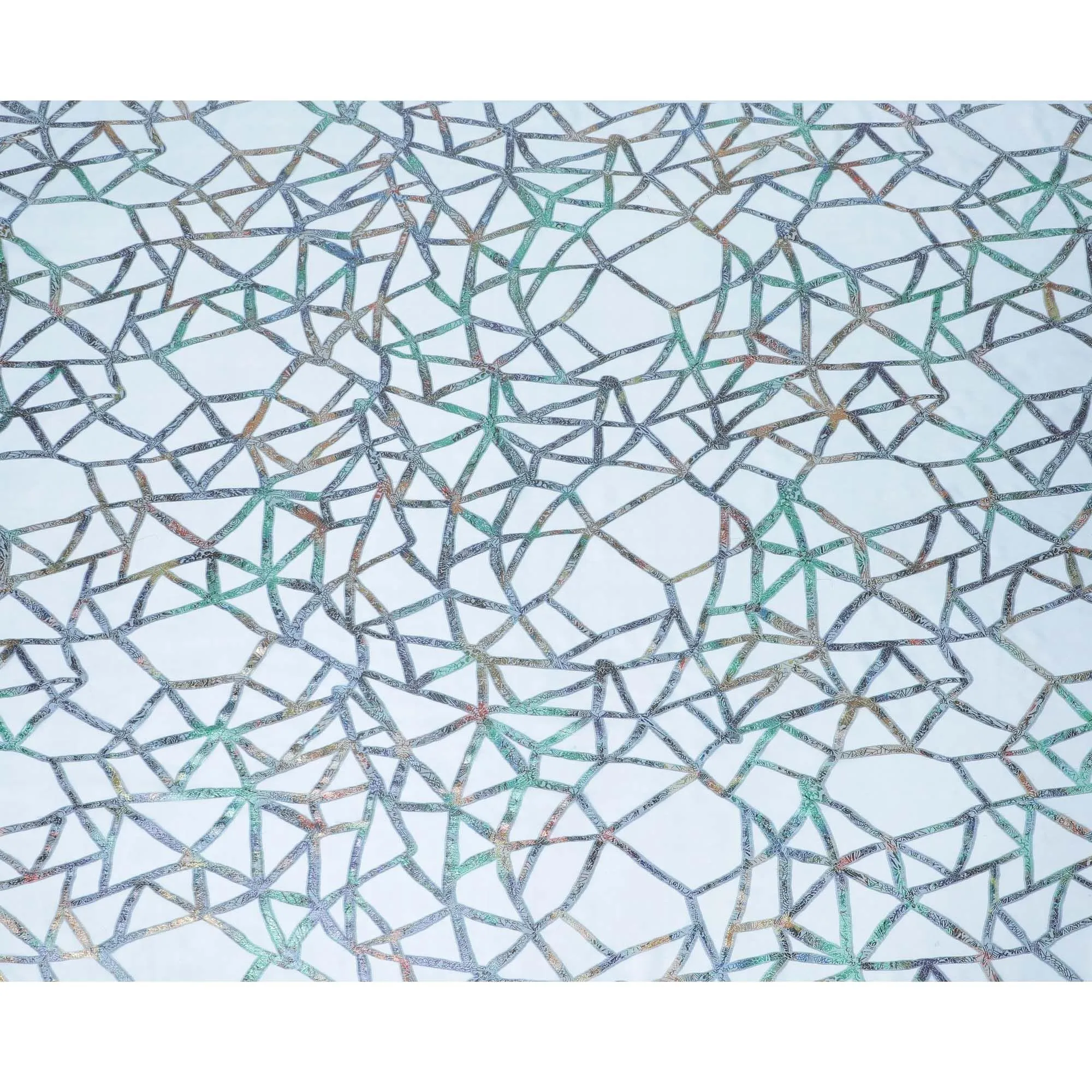 Baby blue Premium pure silk chiffon fabric with multitone metallic lurex in abstract design-D9658