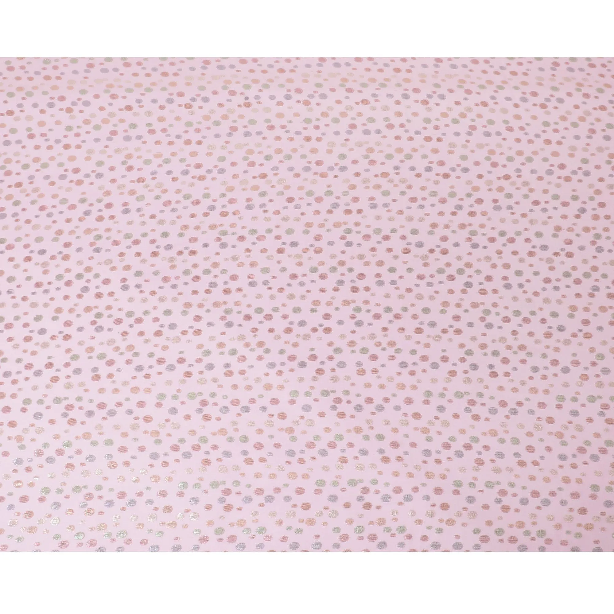 Baby pink Premium pure silk chiffon fabric with multicolor metallic lurex in dot design-D15334