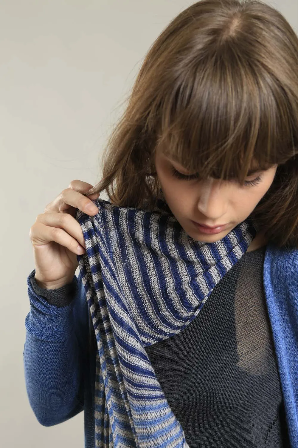 Bamboo, Soy & Cotton Tremilor Stripes Scarf - Blue & Gray