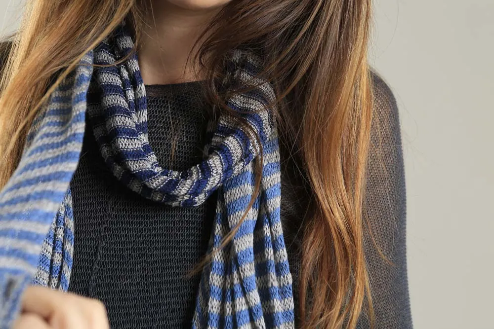 Bamboo, Soy & Cotton Tremilor Stripes Scarf - Blue & Gray