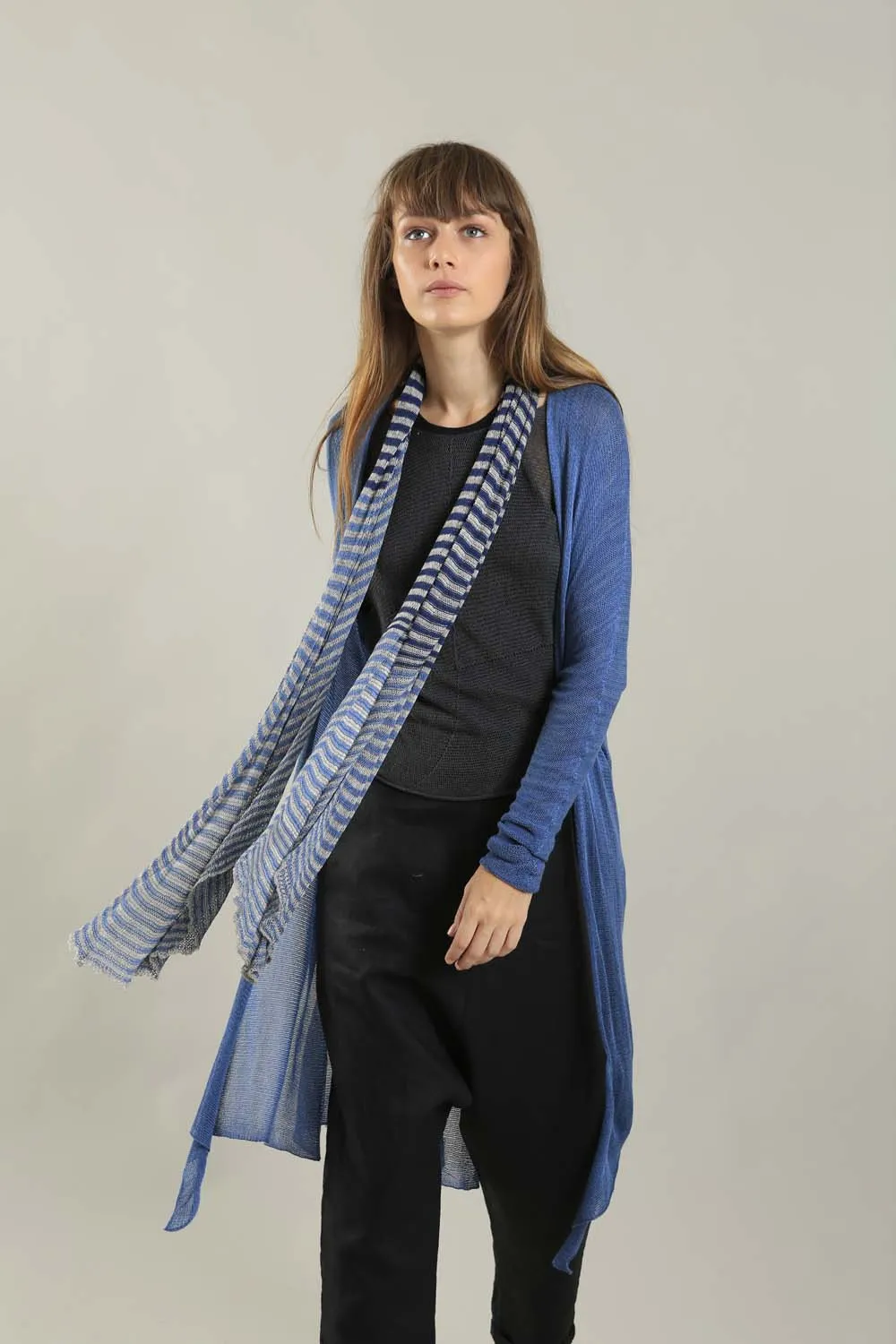 Bamboo, Soy & Cotton Tremilor Stripes Scarf - Blue & Gray