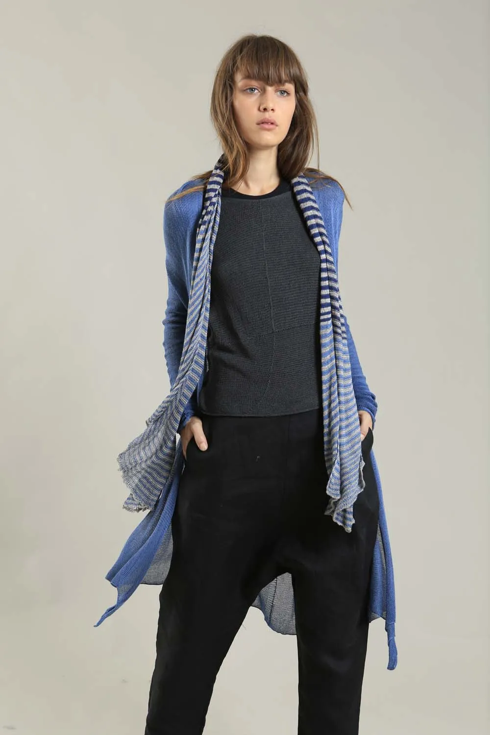 Bamboo, Soy & Cotton Tremilor Stripes Scarf - Blue & Gray