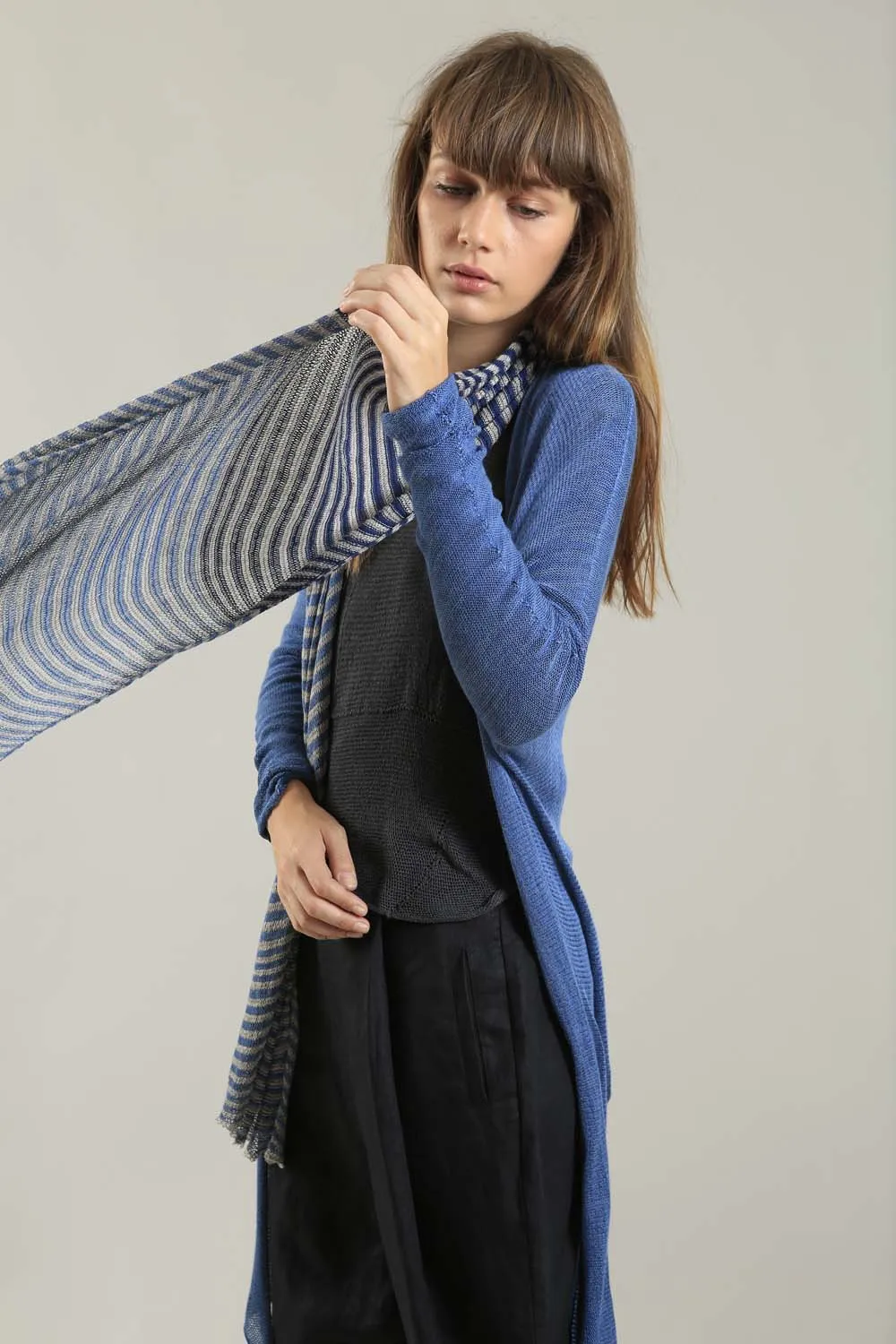 Bamboo, Soy & Cotton Tremilor Stripes Scarf - Blue & Gray