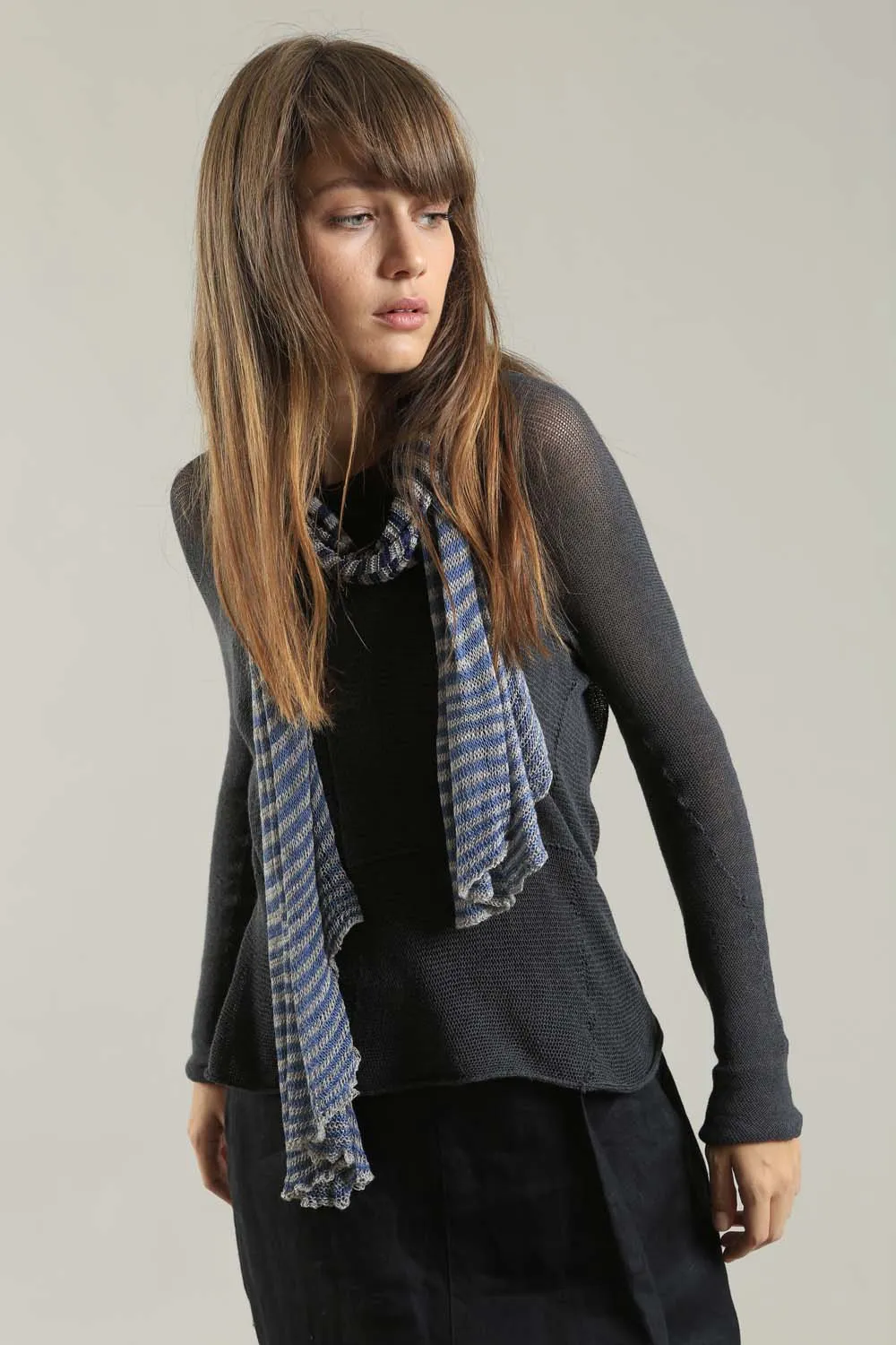 Bamboo, Soy & Cotton Tremilor Stripes Scarf - Blue & Gray