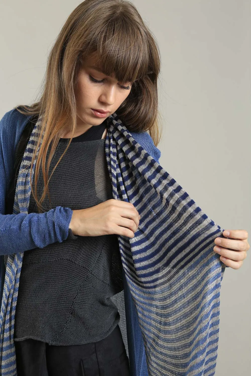 Bamboo, Soy & Cotton Tremilor Stripes Scarf - Blue & Gray