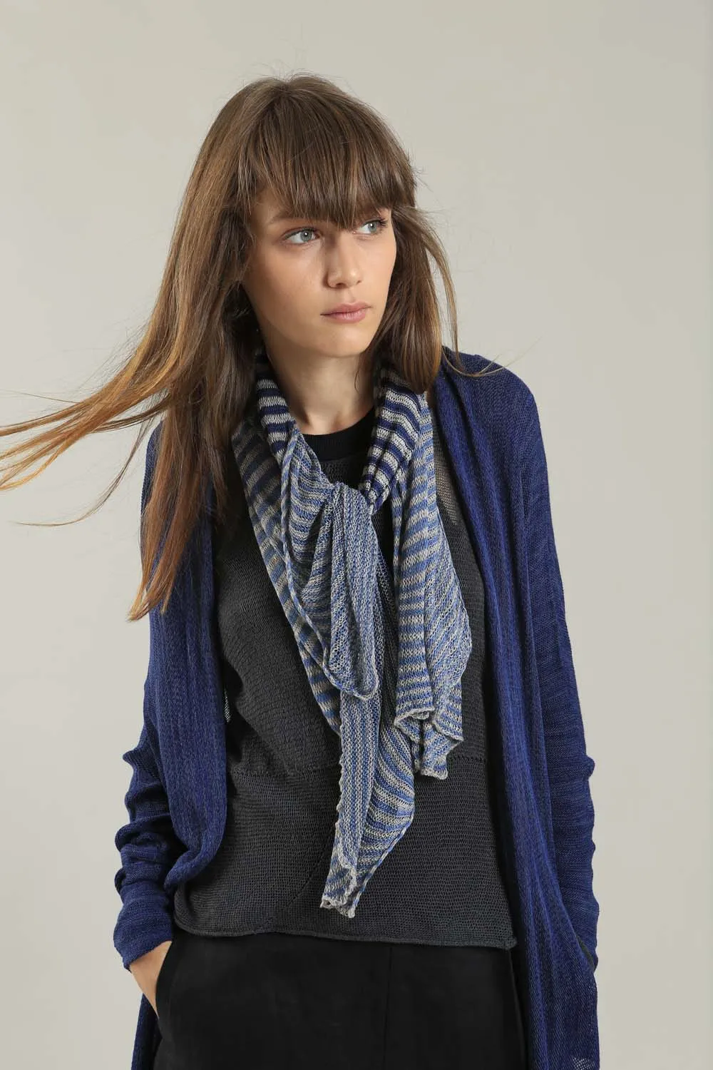 Bamboo, Soy & Cotton Tremilor Stripes Scarf - Blue & Gray