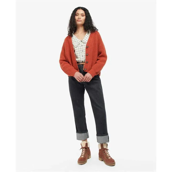 Barbour Devon Cardigan in Burnt Russet LKN1319