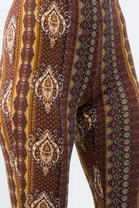 Bear Dance Boho Baroque Skinny Brushed Pants - Brown