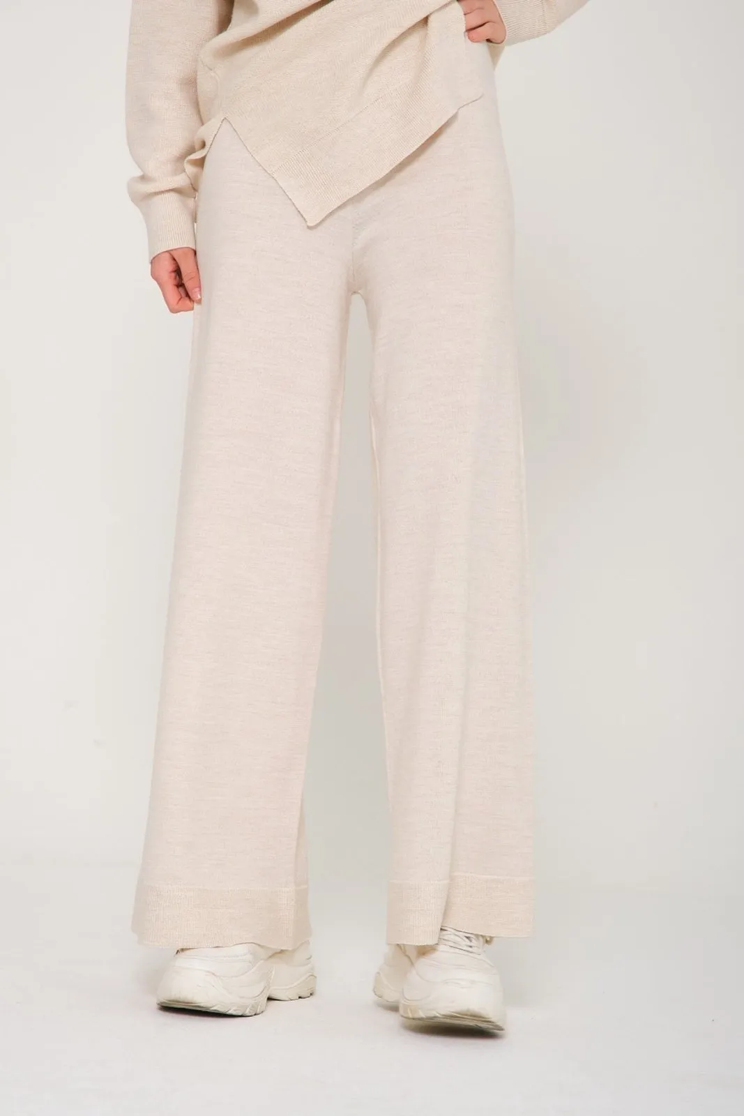 Beige Knit Sweater & Pants Set