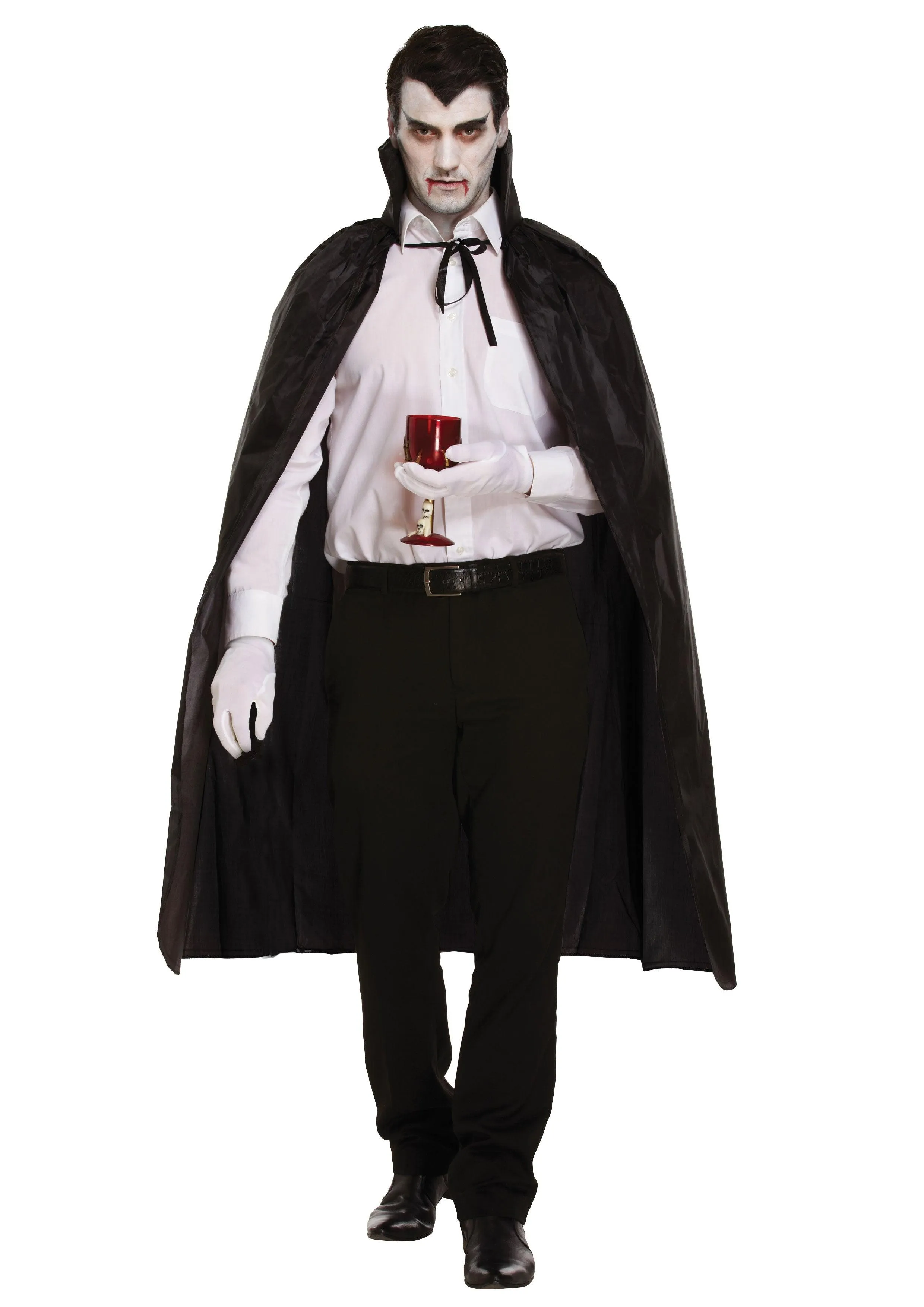 Black Dracula Long Cape with Collar Halloween Vampire Fancy Dress Costume Accessory