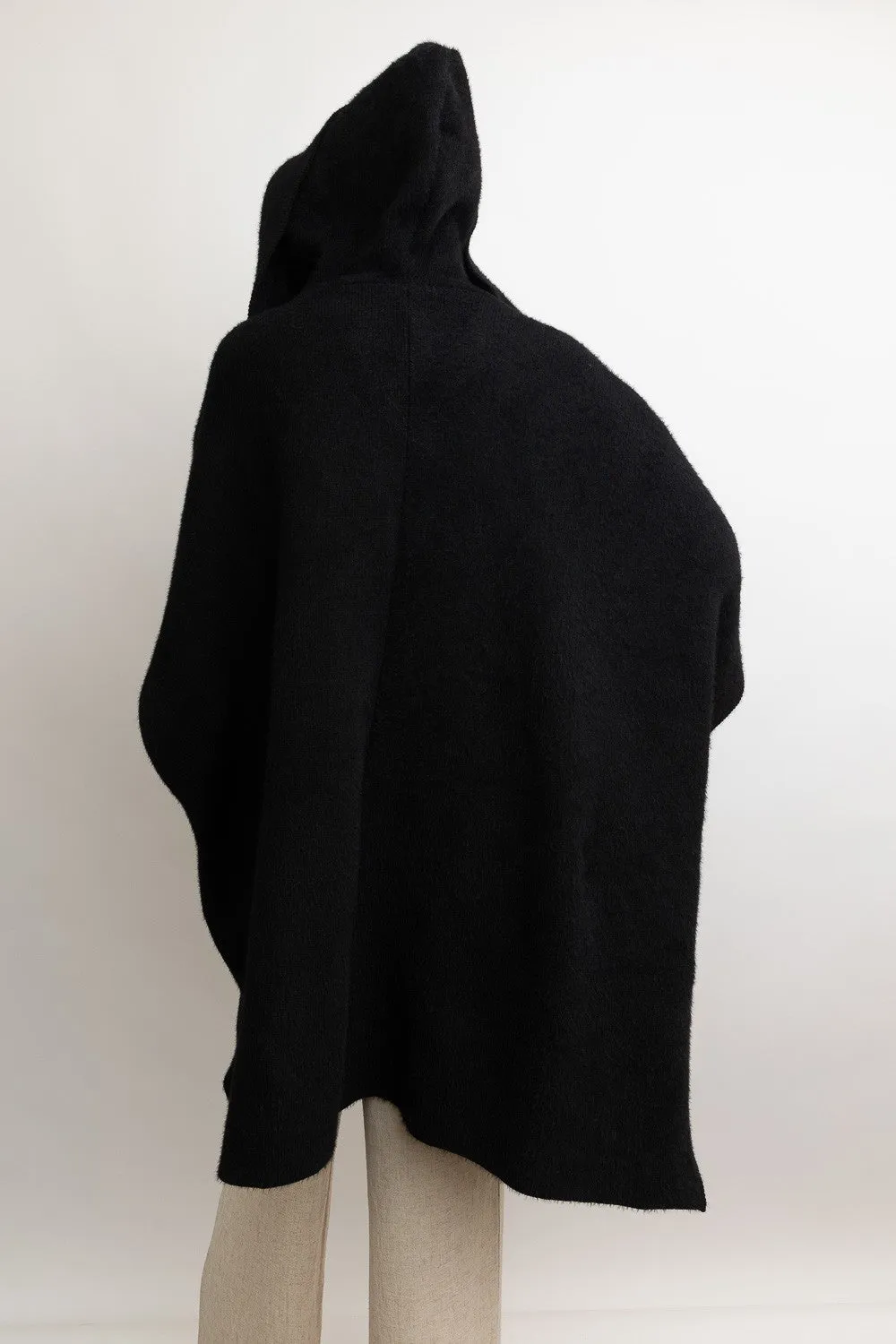 Black Hooded Ruana Poncho