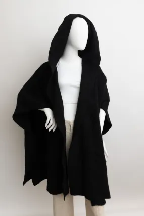 Black Hooded Ruana Poncho