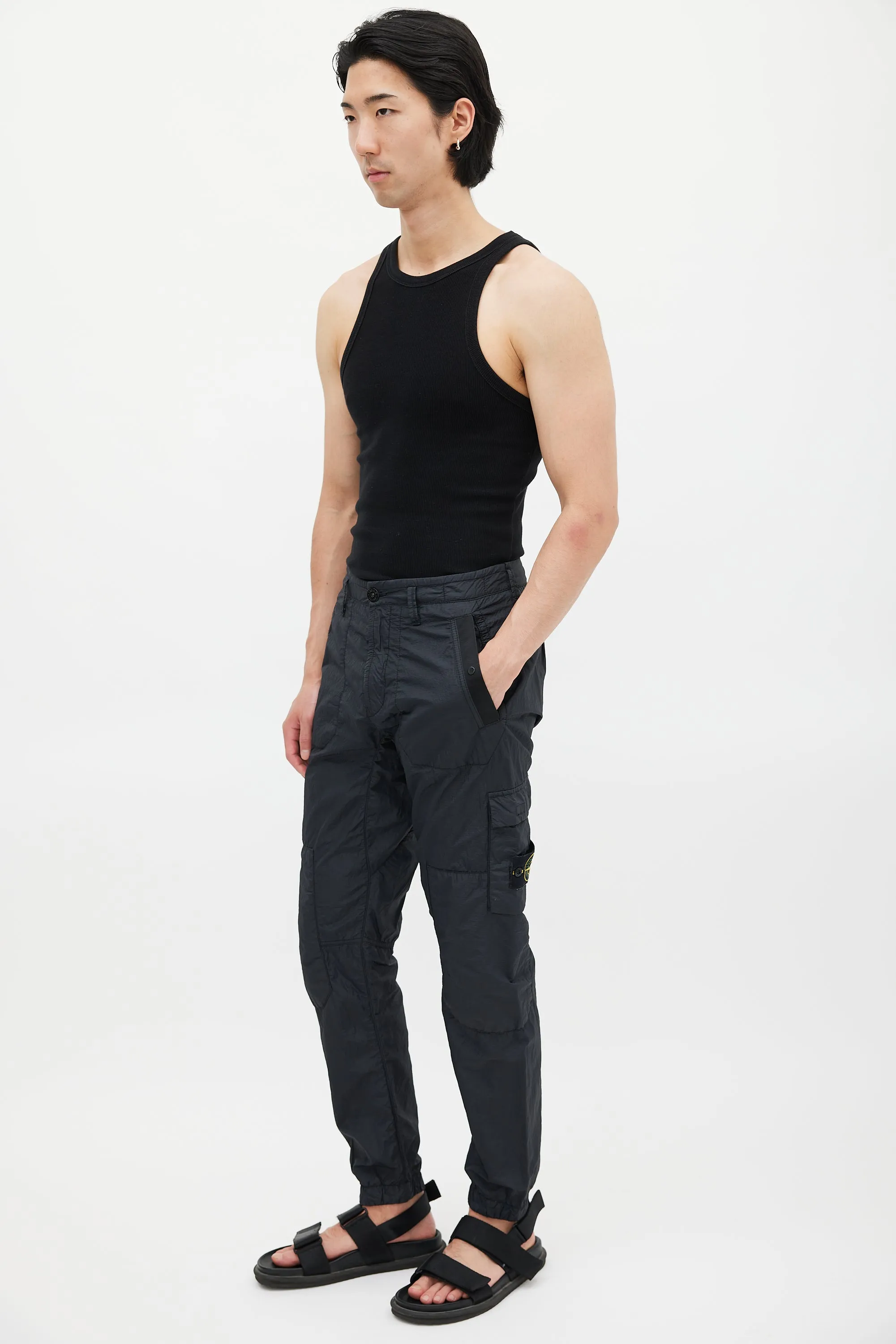 Black Nylon Cargo Jogger