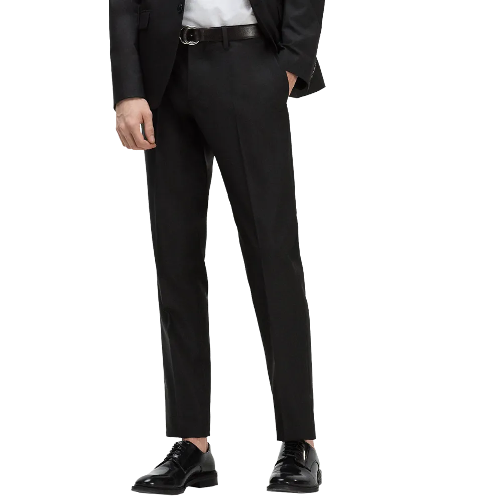 Black suit Slim fit Thin contrasting lapels Classic button fastening