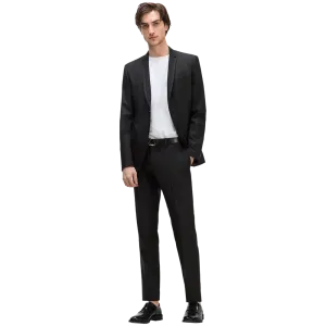 Black suit Slim fit Thin contrasting lapels Classic button fastening