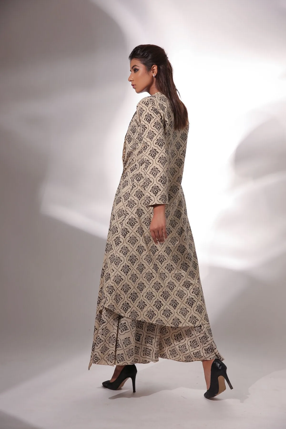 Block Printed Cape With Pants