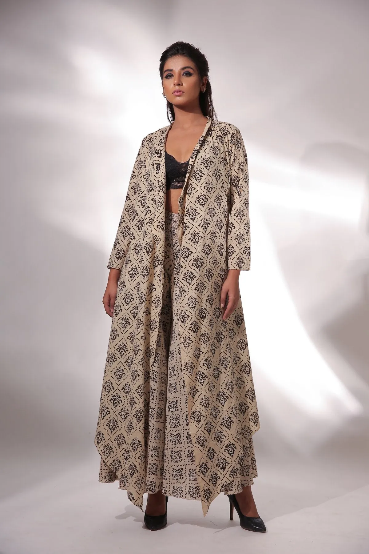 Block Printed Cape With Pants