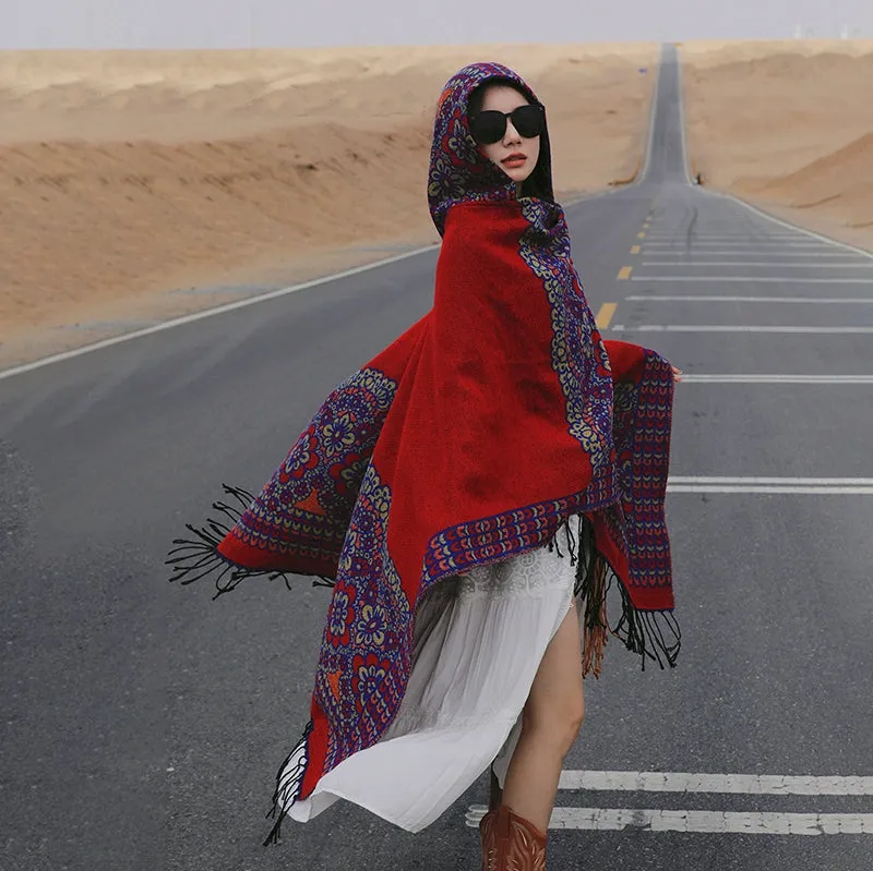 Bohemian Shawl, Exotic Cape Female Fashion Photography Ethnic Style Scarf