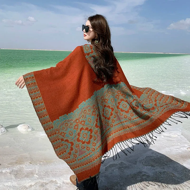 Bohemian Shawl, Exotic Cape Female Fashion Photography Ethnic Style Scarf