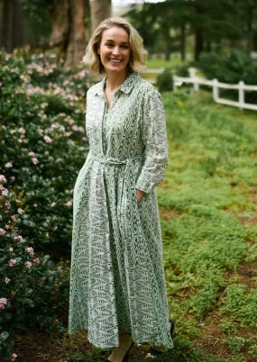 Brooklyn Panel Dress With Contrast Print In Green And White