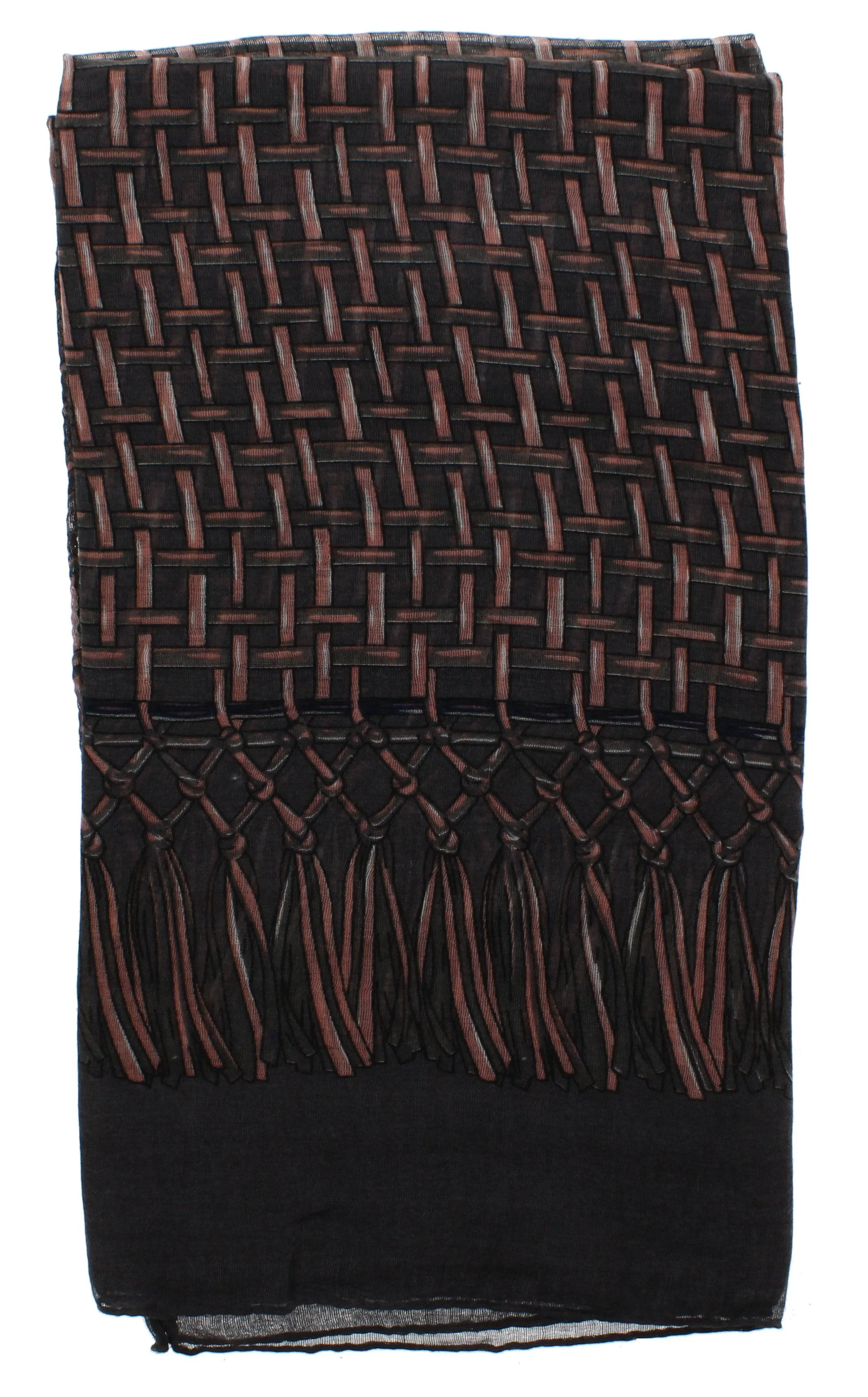 Burgundy Weaved/ Interlaced Design Scarf