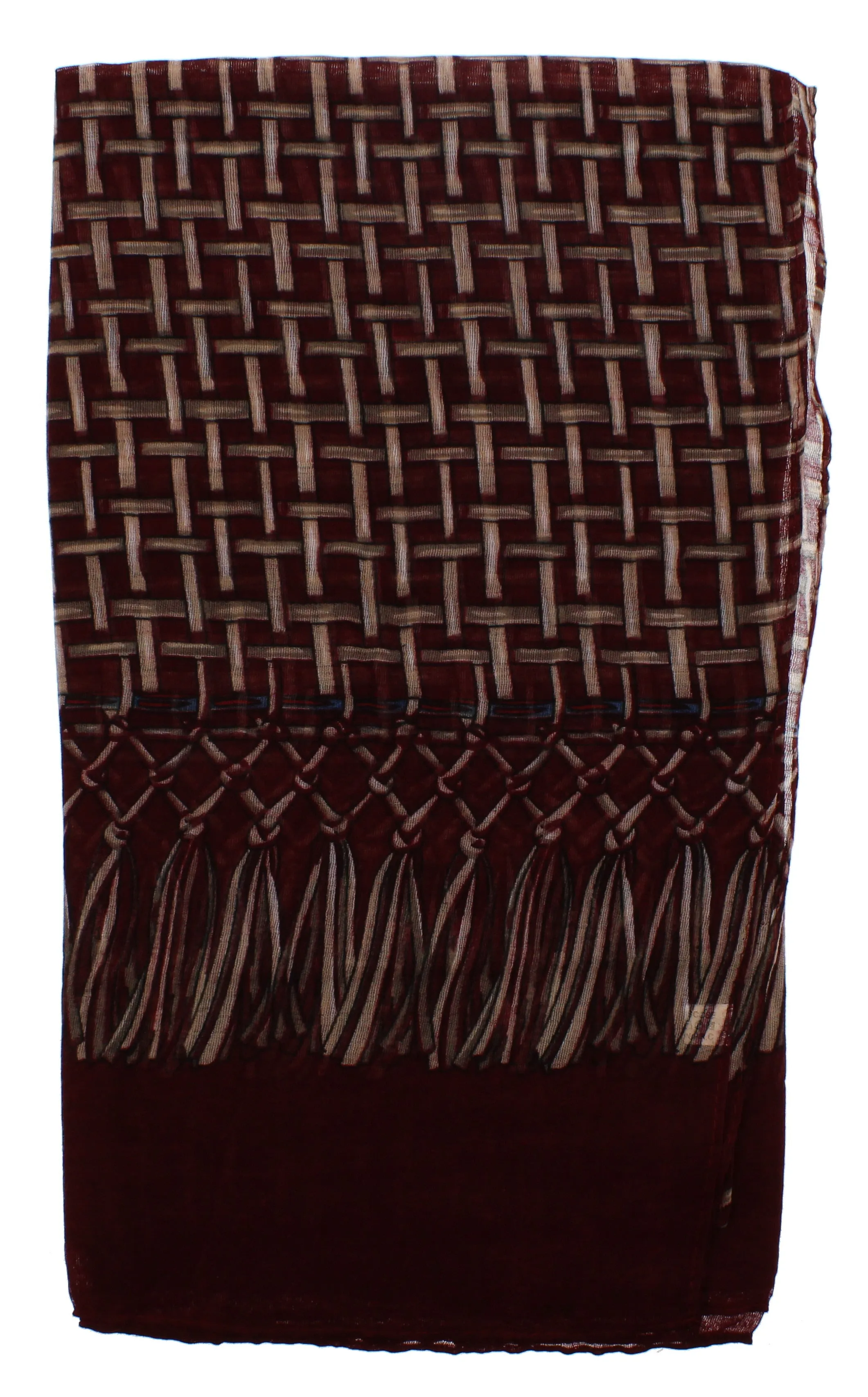 Burgundy Weaved/ Interlaced Design Scarf