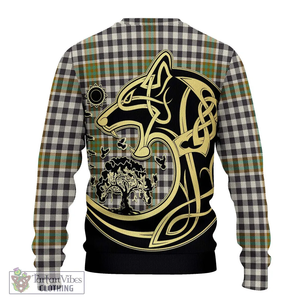 Burns Check Tartan Ugly Sweater with Family Crest Celtic Wolf Style