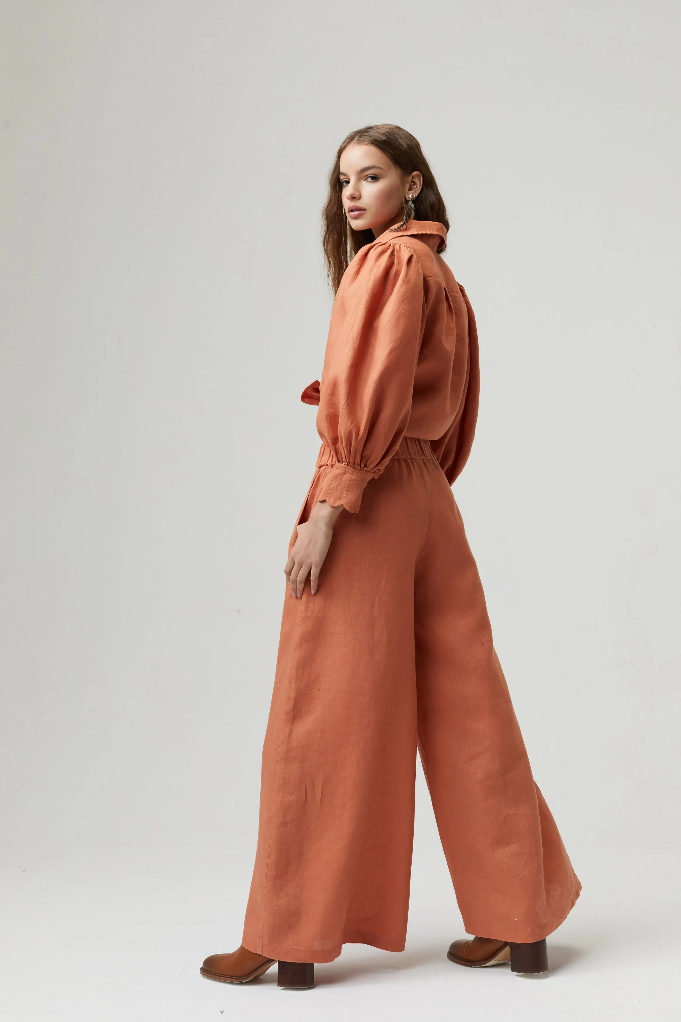 Cape Linen Pants - Brick