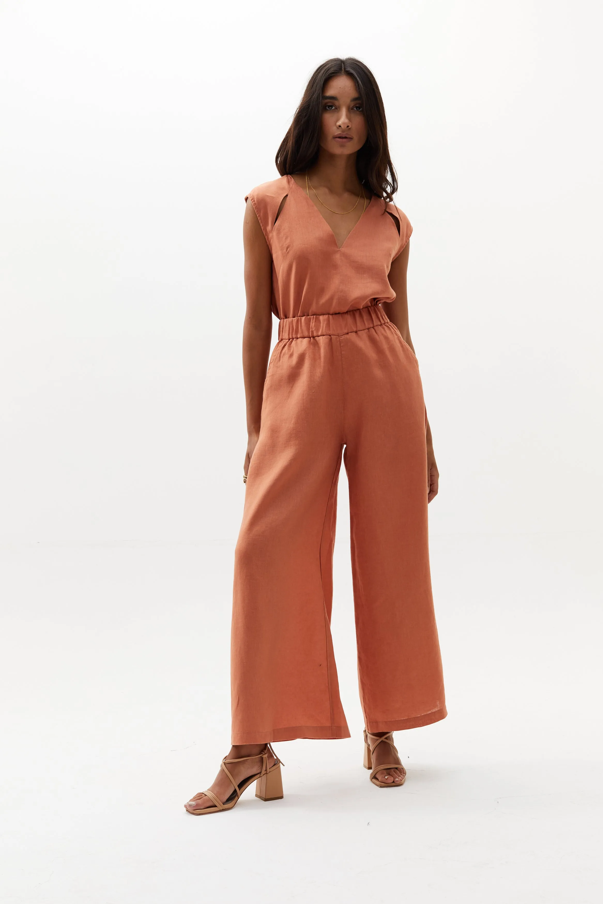 Cape Linen Pants - Brick