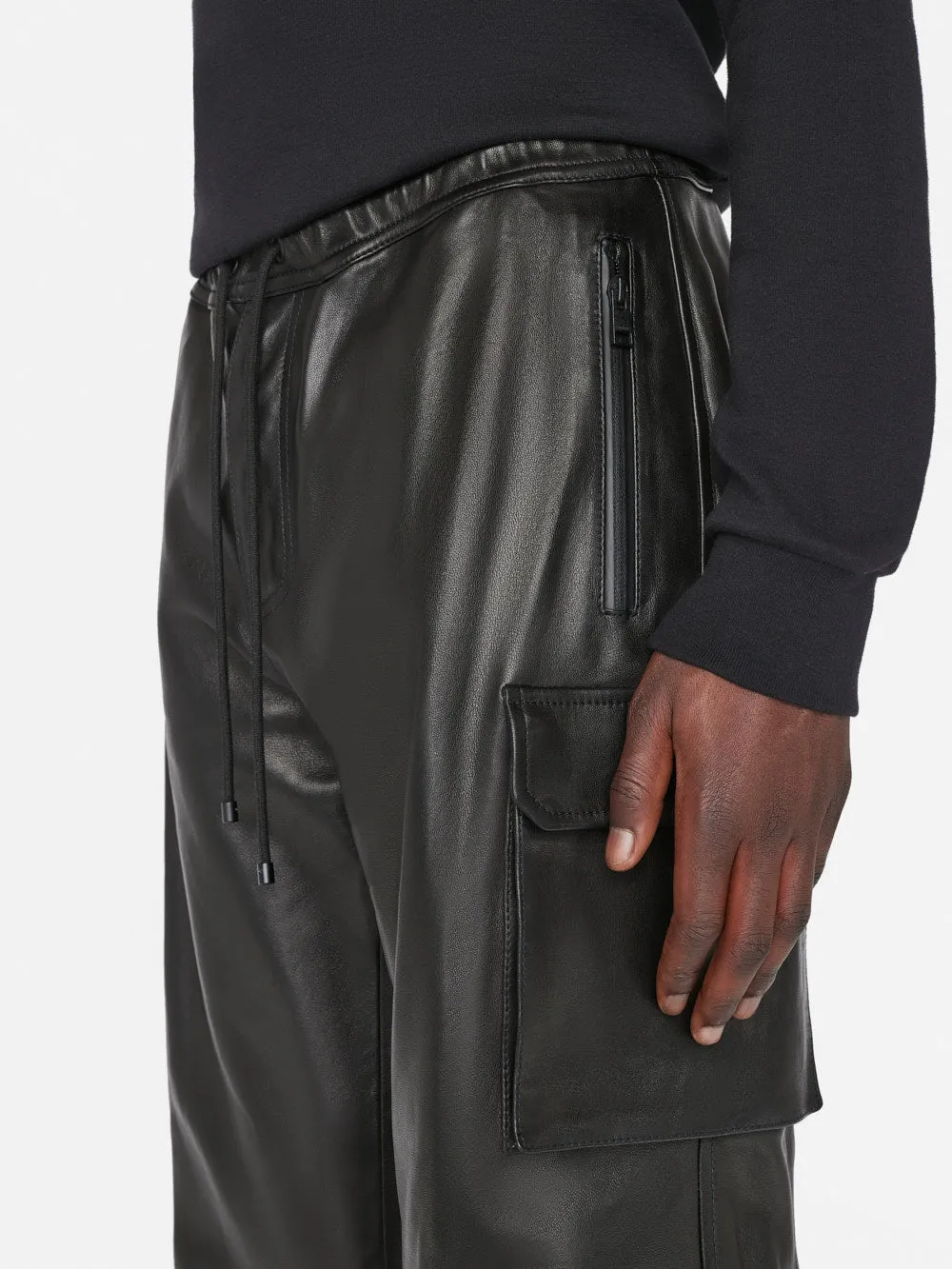 Cargo Leather Pant -- Noir