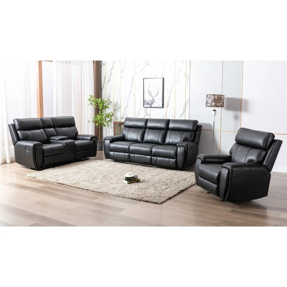 Carnegie Black Reclining Sofa