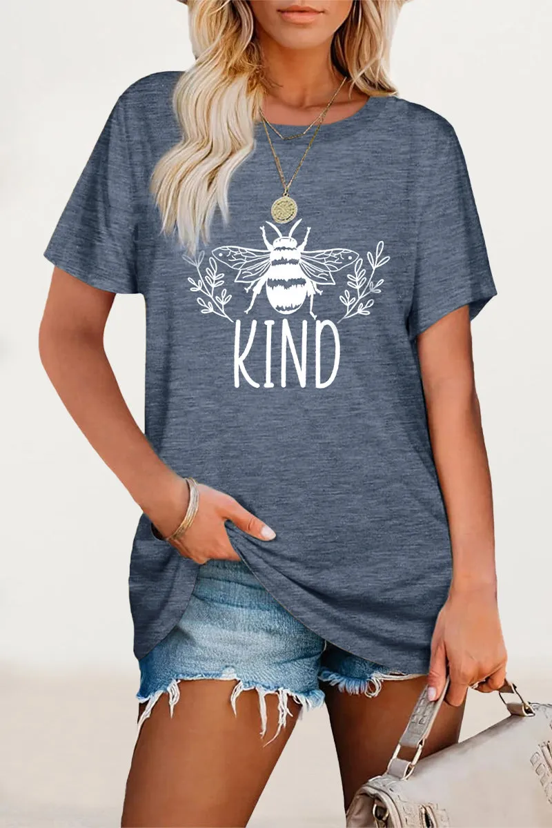 Casual Animal Letter Print O Neck T-Shirts