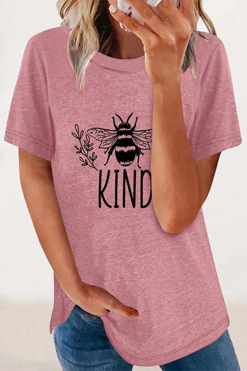 Casual Animal Letter Print O Neck T-Shirts