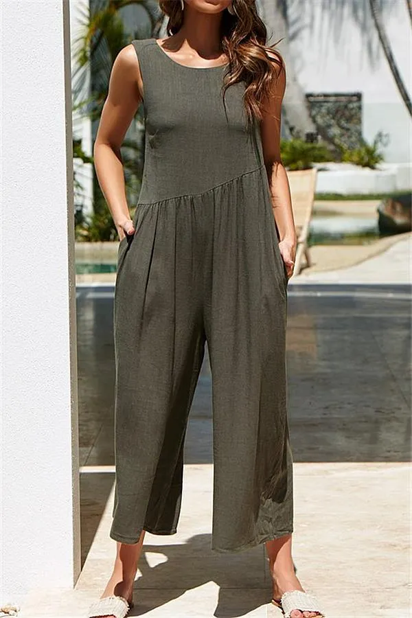 Casual Vest Wide Leg Jumpsuit