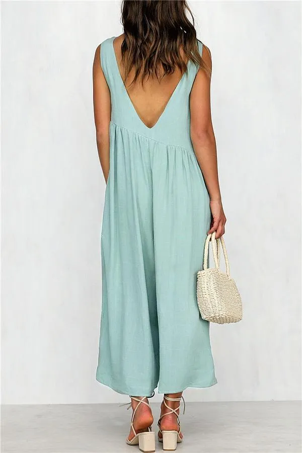 Casual Vest Wide Leg Jumpsuit