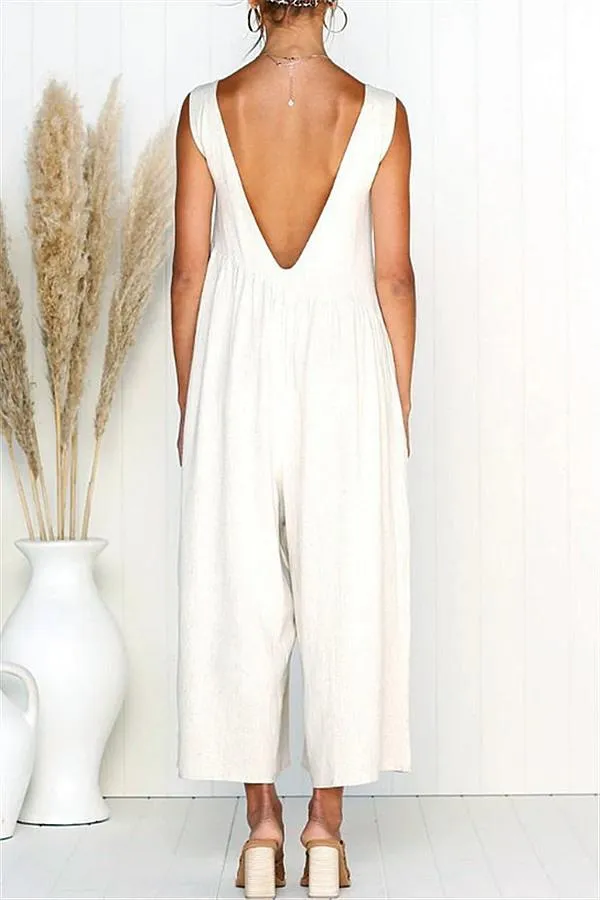 Casual Vest Wide Leg Jumpsuit