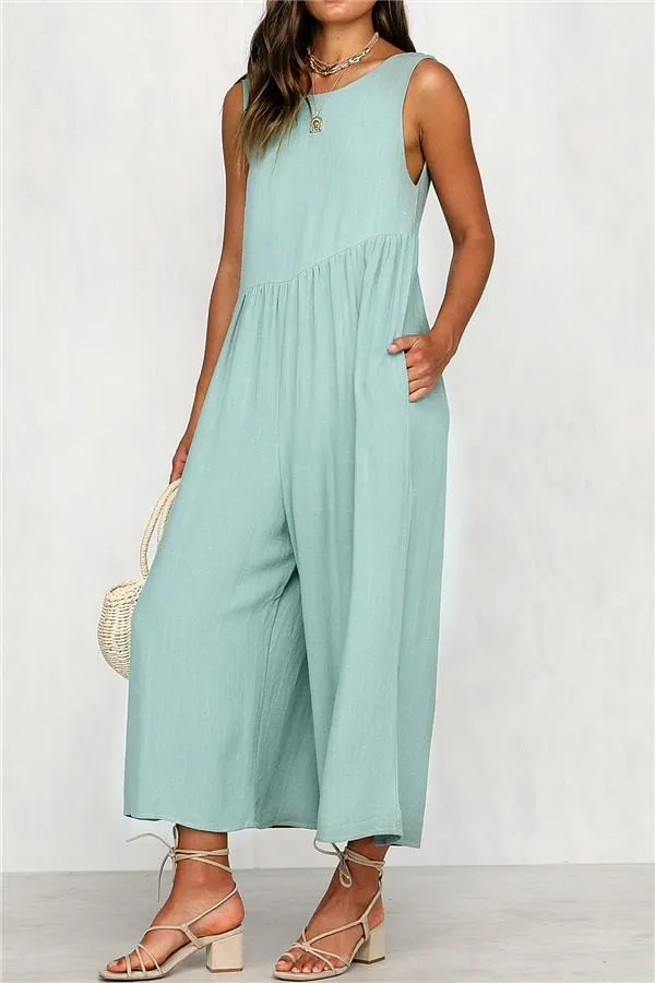 Casual Vest Wide Leg Jumpsuit