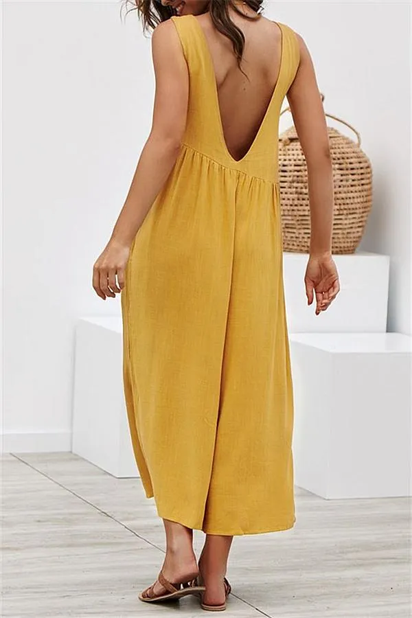 Casual Vest Wide Leg Jumpsuit